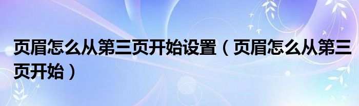 页眉怎么从第三页开始设置（页眉怎么从第三页开始）